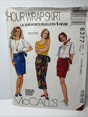 McCall's Women's Wrap Skirt Pattern 6377 sizes XS,S,M